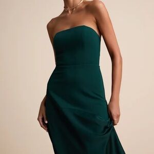 Lulu's Strapless Dark Green Dress